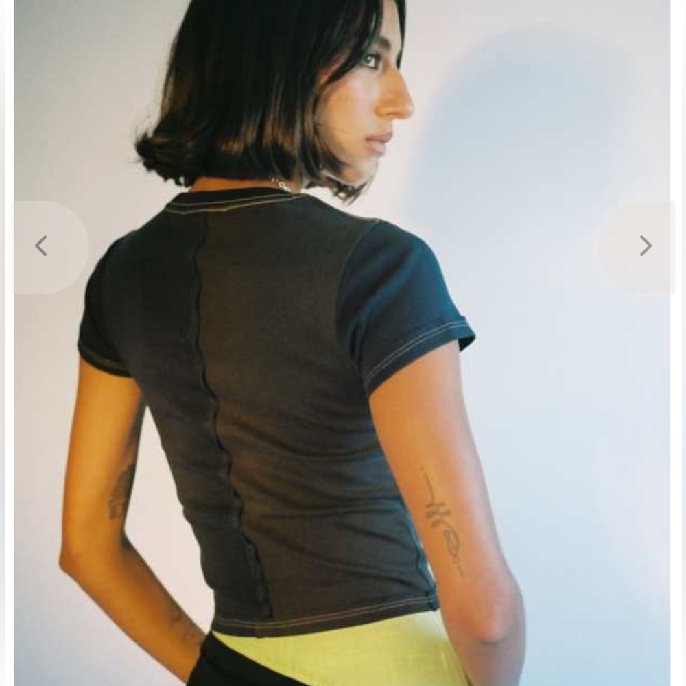 Eckhaus Latta Navy & Brown Lapped Baby T-Shirt - Picture 2 of 7